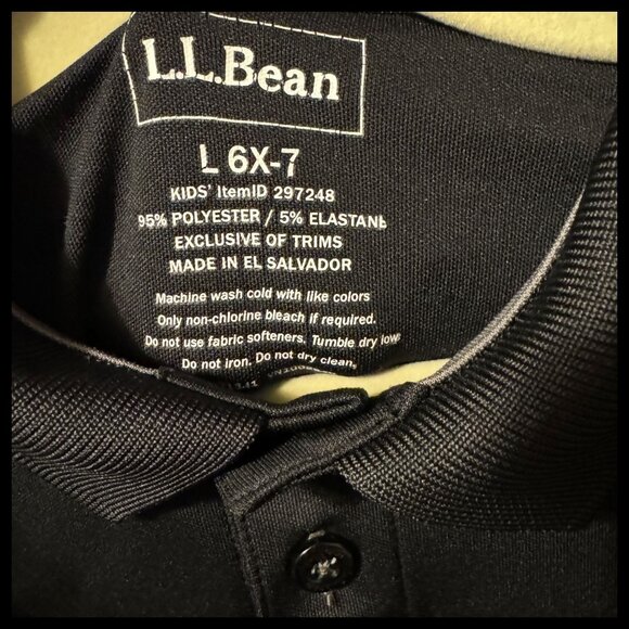 L.L. Bean Kids Short Sleeve Black Polo Shirt, Size L / 6X - 7, Llbean - Picture 4 of 8